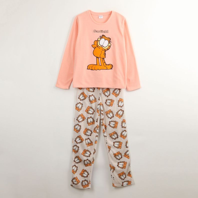 Pijama Polar Mujer Look Up Rosado Garfield-2