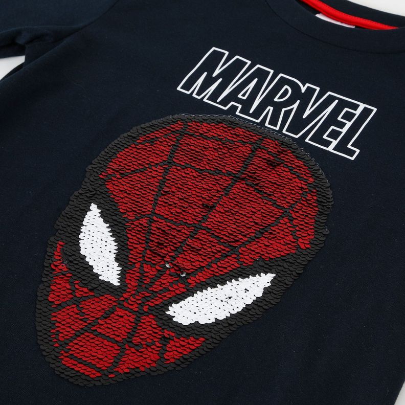 Polera Manga Larga Niño Spiderman Reversible Azul Marvel-1