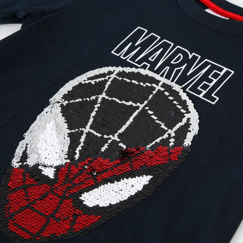 Polera Manga Larga Niño Spiderman Reversible Azul Marvel-2