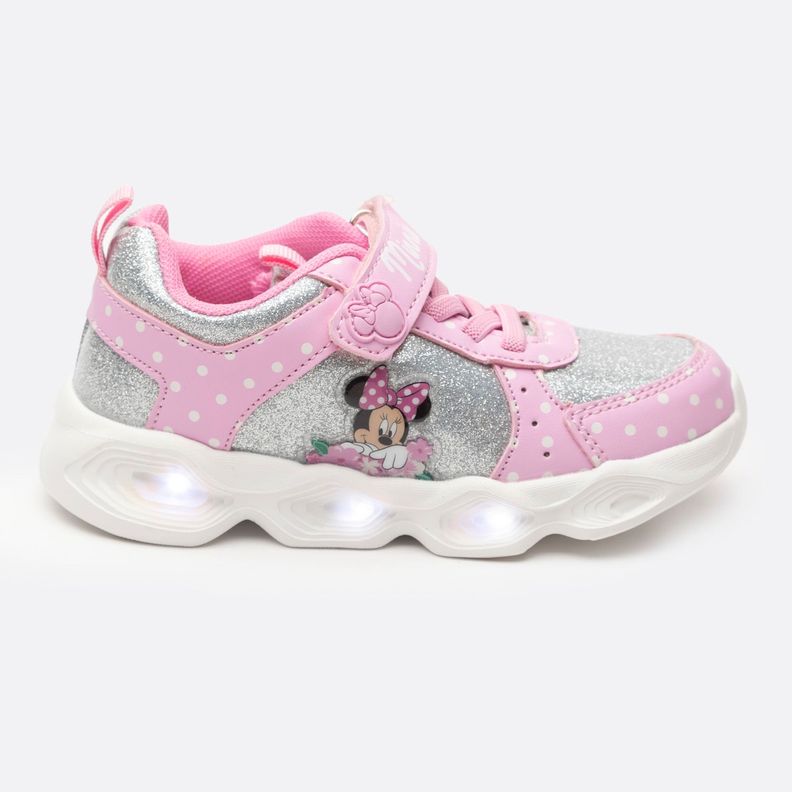 Zapatilla Con Luces Niña Lunares Minnie Rosado Disney-0