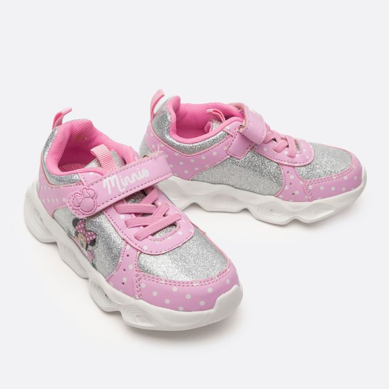 Zapatilla Con Luces Niña Lunares Minnie Rosado Disney-3
