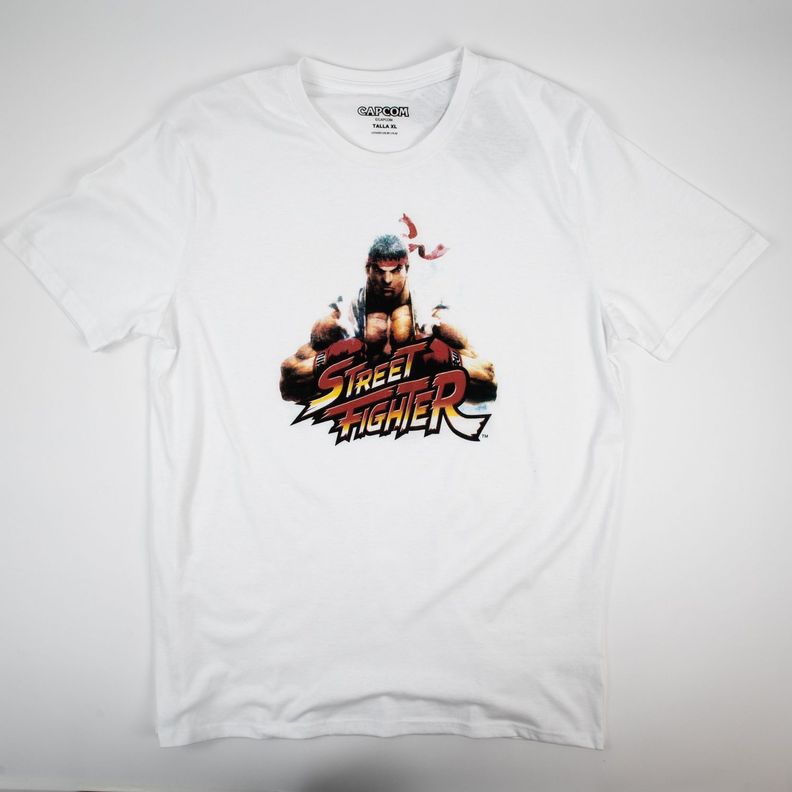 Polera Hombre  Street Fighter Ryu Blanco-0