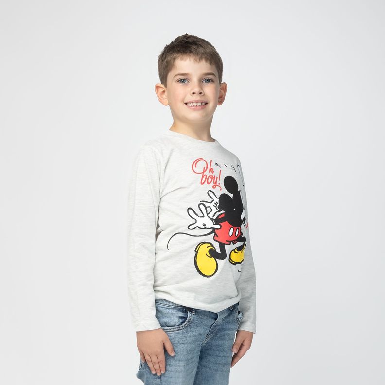 Polera Manga Larga Niño Mickey Shock Gris Disney-0