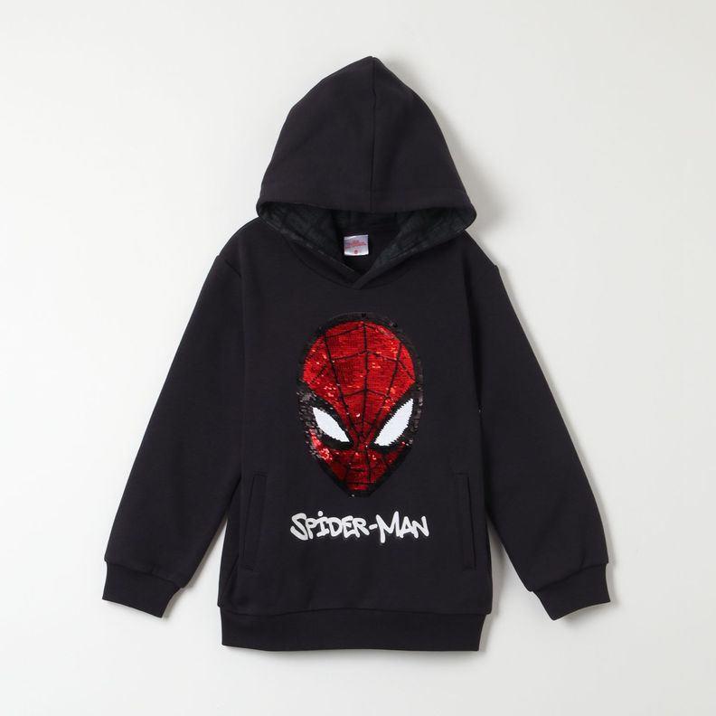 Poleron Cerrado Con Gorro Niño Spiderman Red Negro Marvel-0