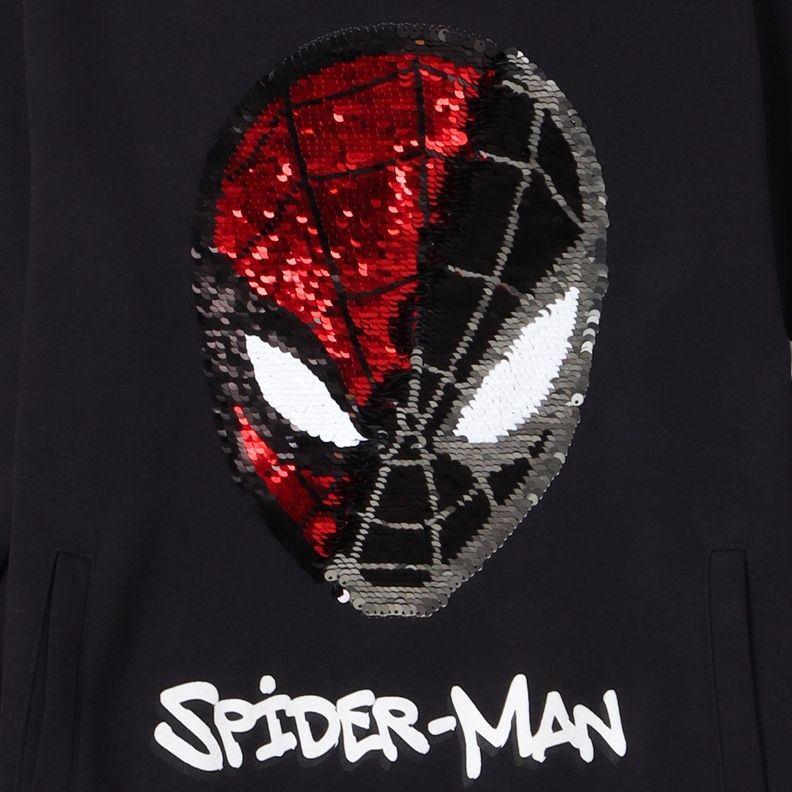 Poleron Cerrado Con Gorro Niño Spiderman Red Negro Marvel-1