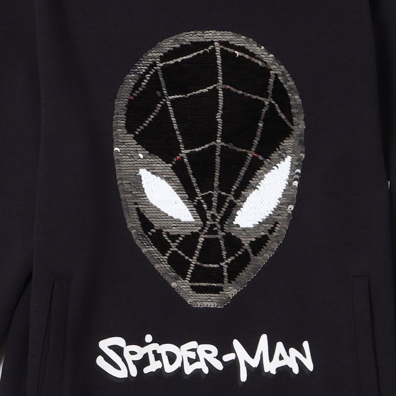 Poleron Cerrado Con Gorro Niño Spiderman Red Negro Marvel-2