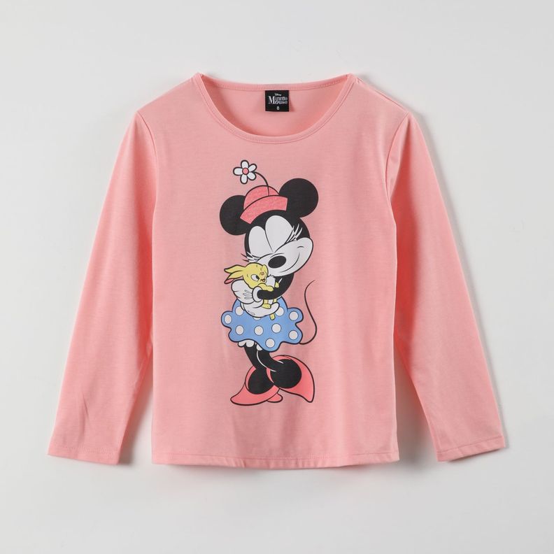 Polera Manga Larga Niña Minnie Bunny Rosado Disney-0