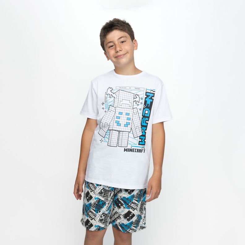 Polera Niño Warden Blanco Minecraft-0