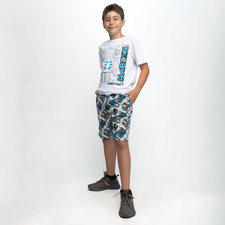 Polera Niño Warden Blanco Minecraft-2