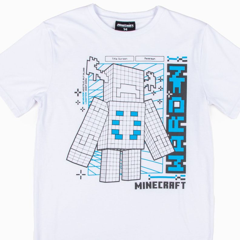 Polera Niño Warden Blanco Minecraft-5