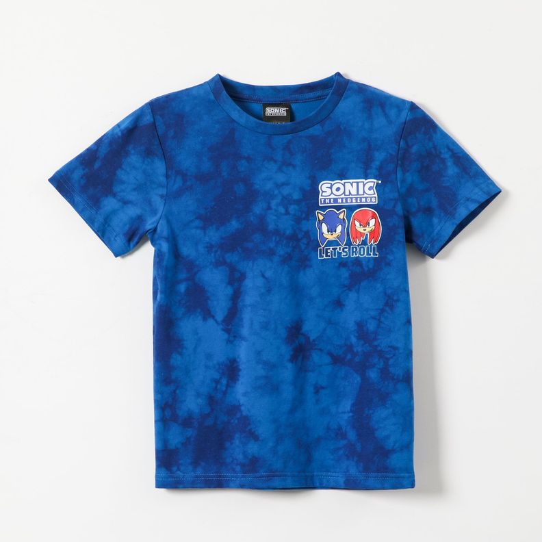 Polera Manga Corta Niño Tie Dye Azul Sonic-0