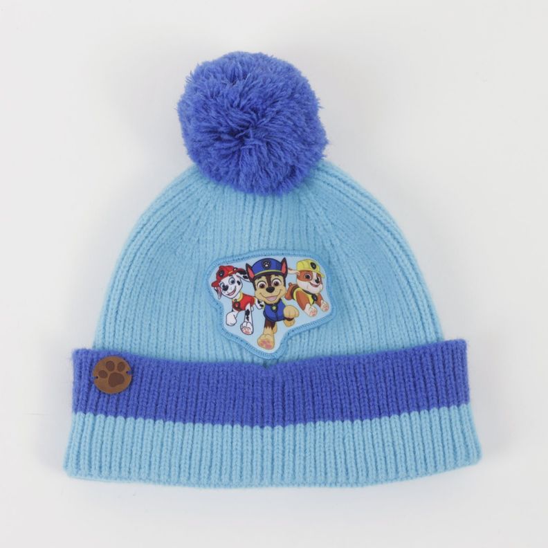 Gorro con Pompon Nino Chase Marshal & Rubble Azul Paw Patrol Celeste