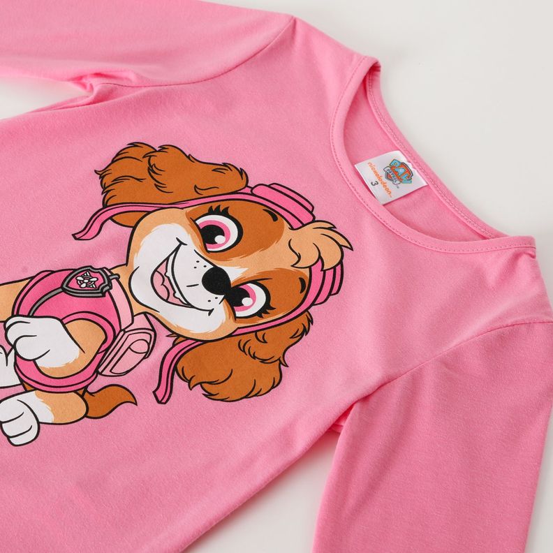 Polera Manga Larga Niña Pinky Skye Rosado Paw Patrol-1