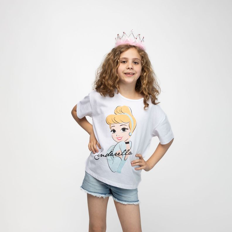 Polera Niña Cenicienta Blanco Disney-0