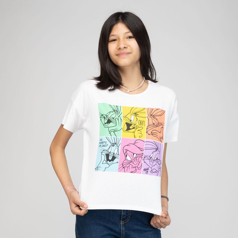Polera Niña Looney tunes Multifaces Blanco Warner Bross-0