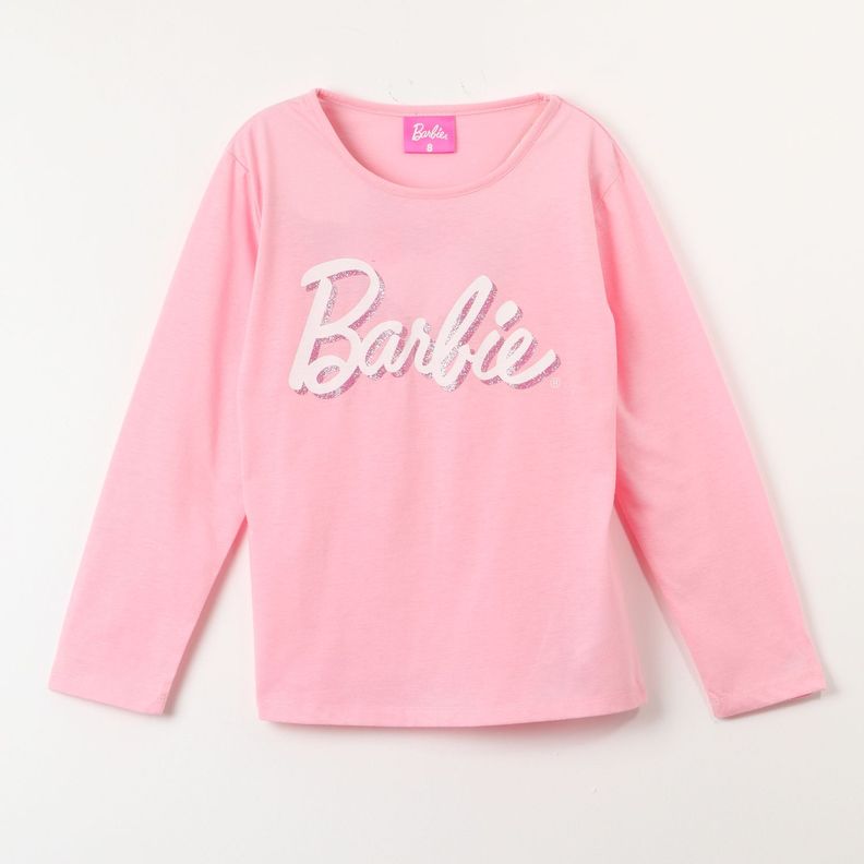 Polera Manga Larga Niña Big Letters Rosado Barbie-0