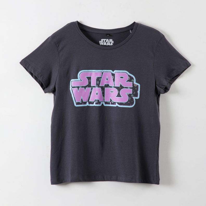 Polera Manga Corta Mujer Logo Negro Star Wars-0
