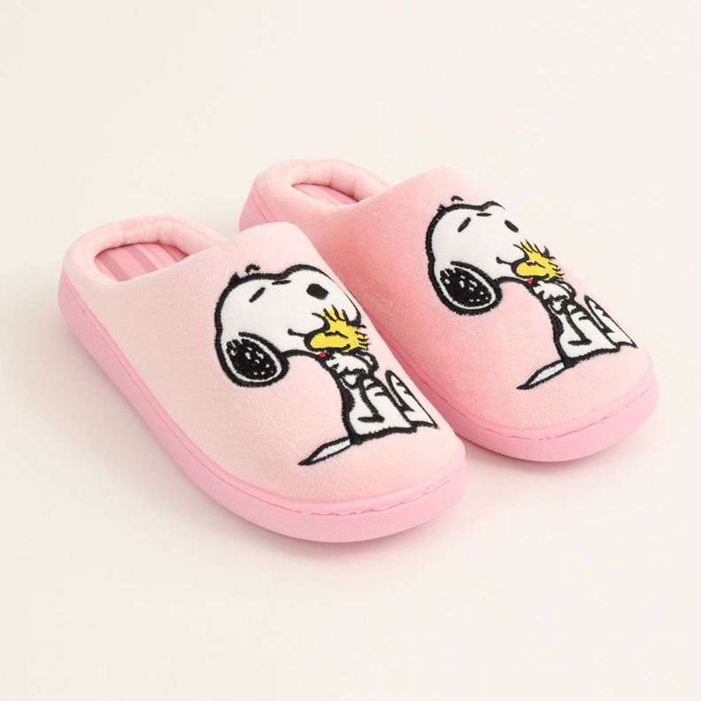 Pantufla Mujer Abrazo Rosado Snoopy-1