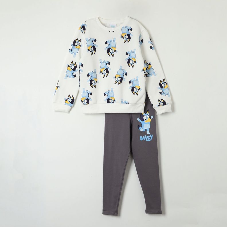 Conjunto Niña Full Print Blanco Bluey-2