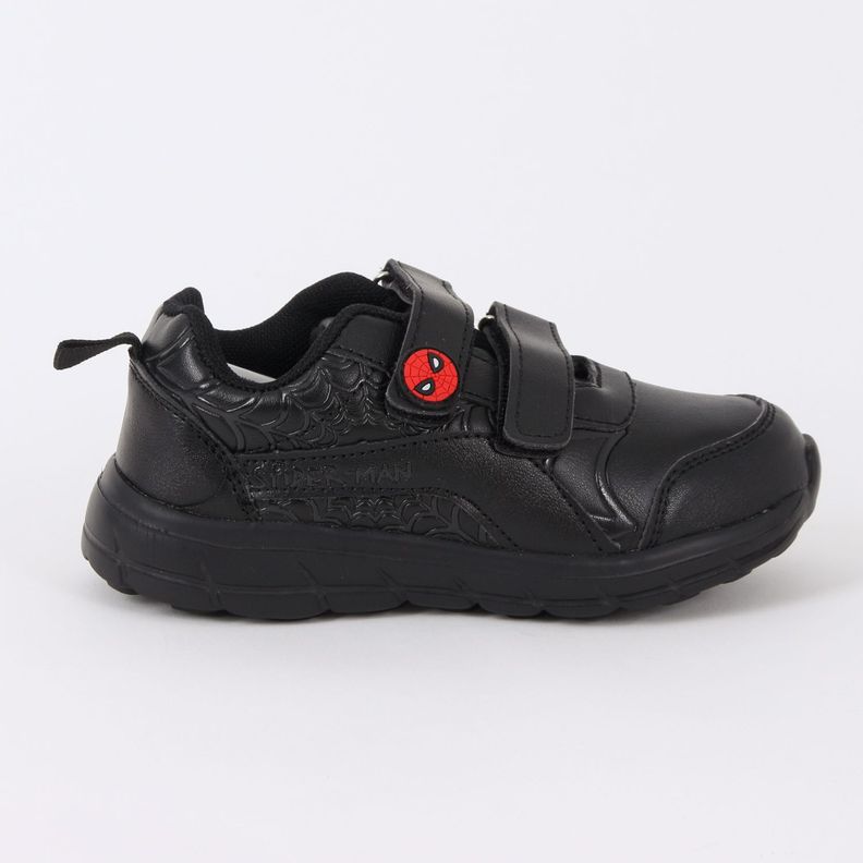 Zapatilla Escolar Nino Velcro Web Spiderman Negro Marvel
