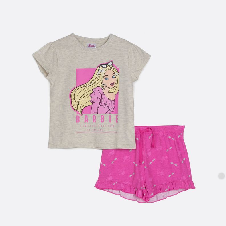 Pijama Corto Niña Coqueta Gris Barbie -0