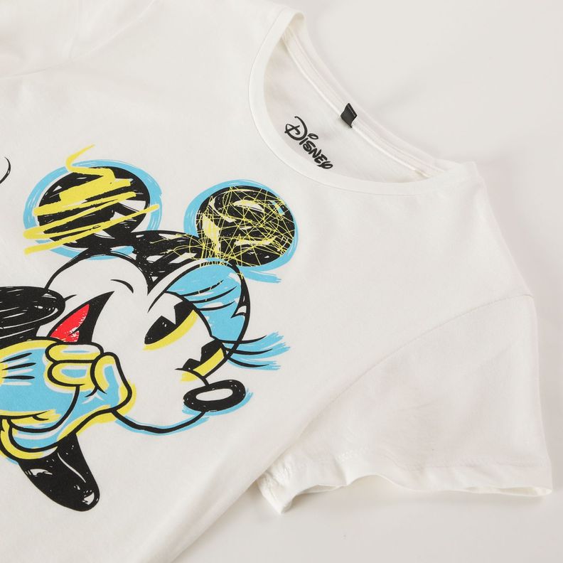 Polera Manga Corta Mujer Minnie Blanco Disney-1