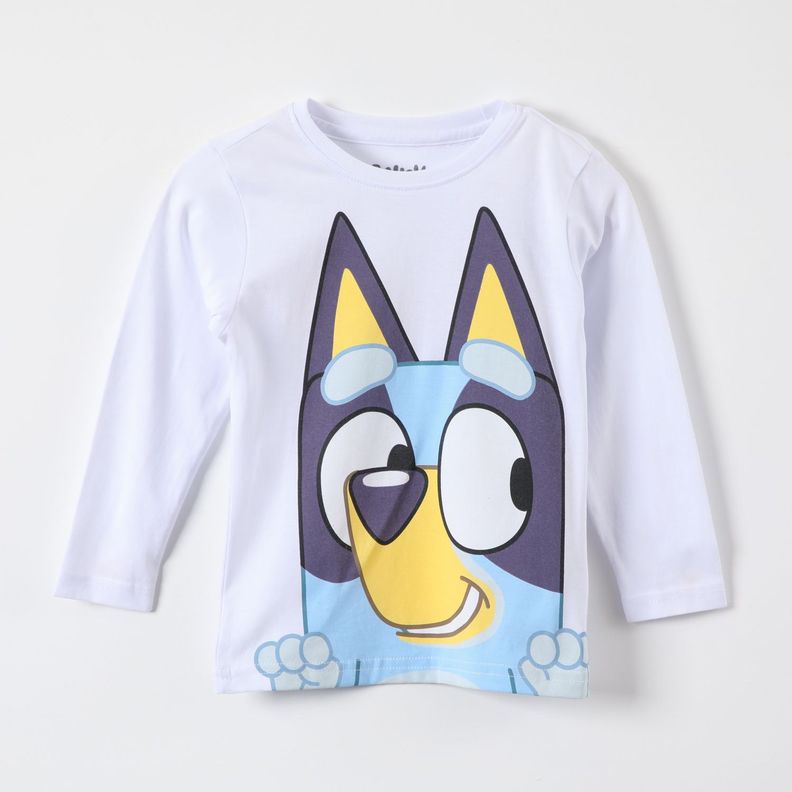 Polera Manga Larga Niño Cara Blanco Bluey-0
