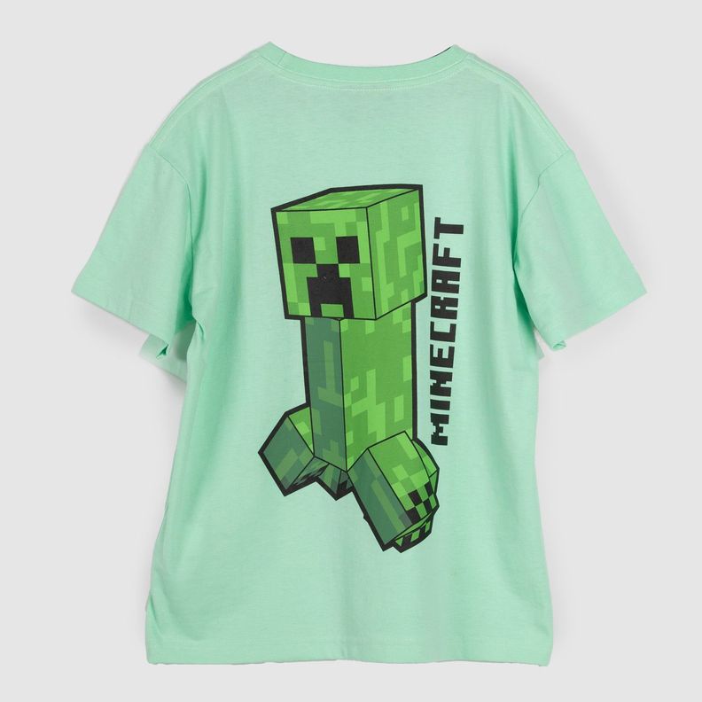 Polera Manga Corta Niño Creepers Espald Verde Minecraft-1