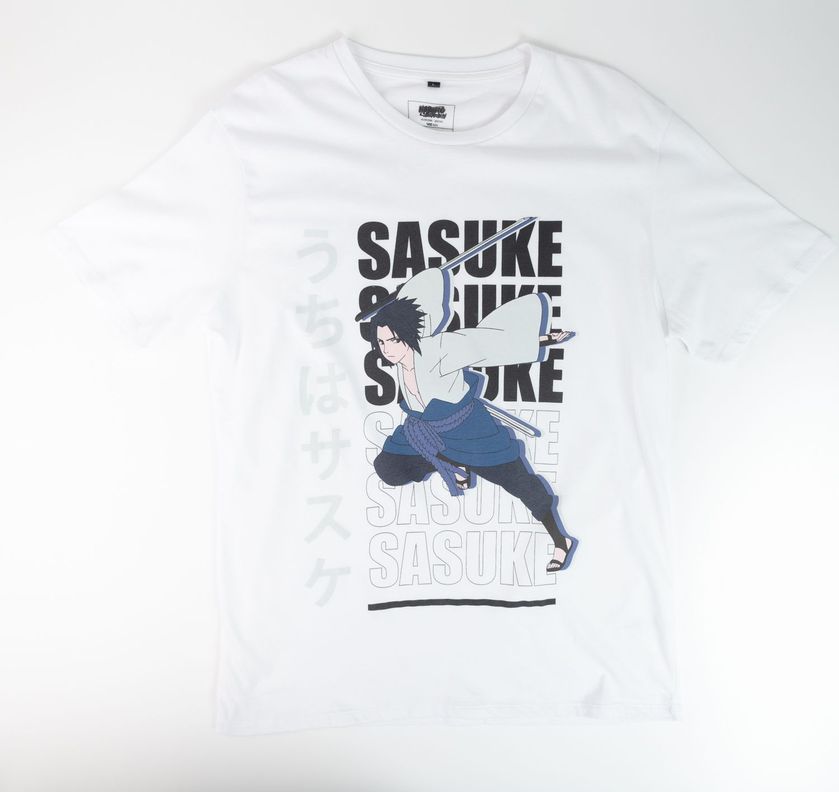 Polera Hombre  Naruto Sasuke Blanco-0