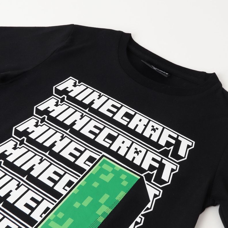 Polera Manga Larga Niño Multi Logo Negro Minecraft-1
