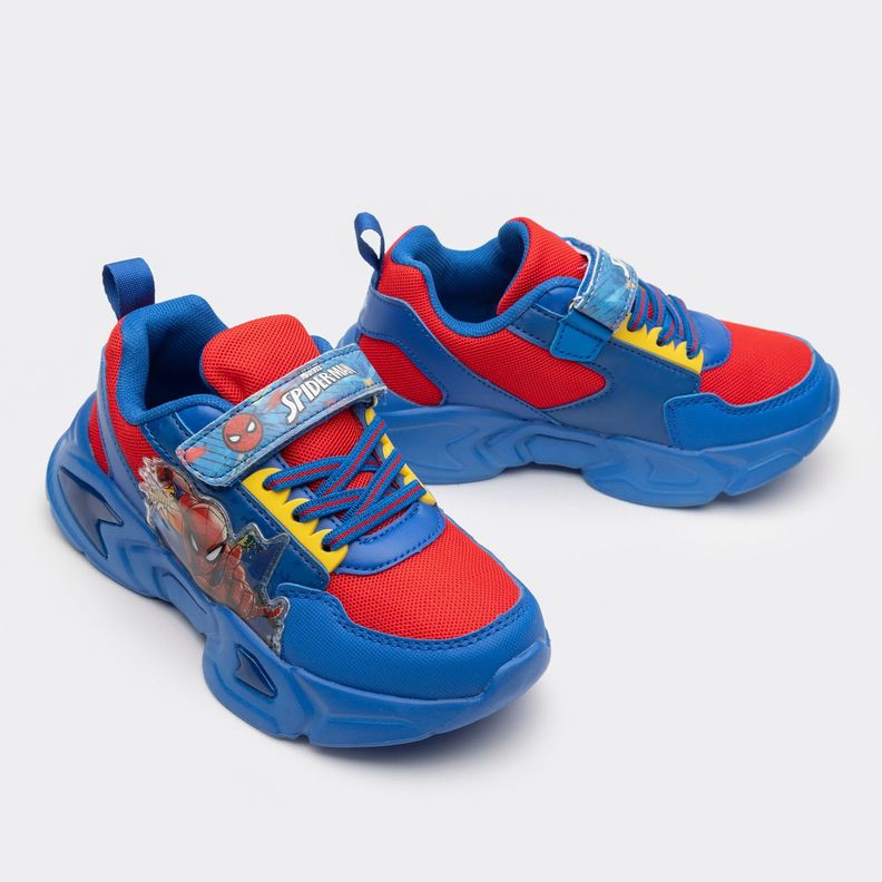 Zapatilla Con Luces En Personaje Niño Spiderman Ojos Azul Marvel-1