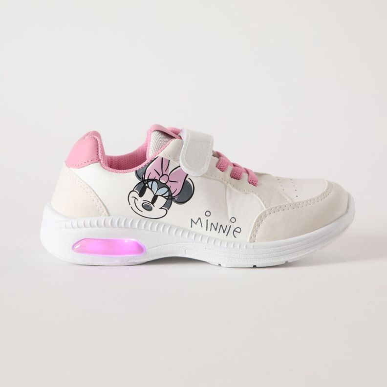 Zapatilla Con Luces Niña Carita Minnie Blanco Disney-0