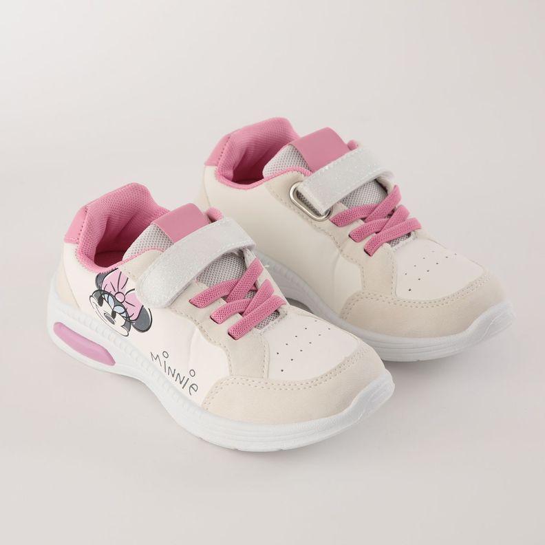 Zapatilla Con Luces Niña Carita Minnie Blanco Disney-1