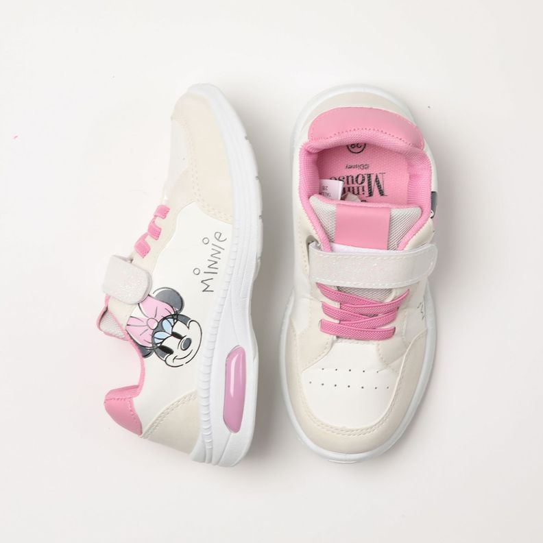 Zapatilla Con Luces Niña Carita Minnie Blanco Disney-3