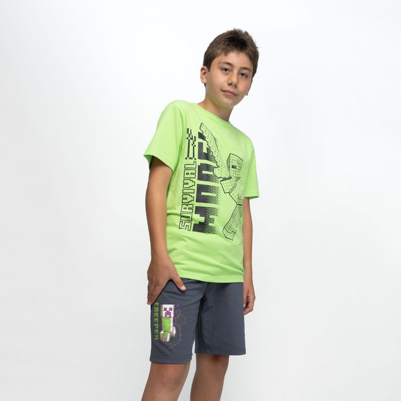 Short Niño Creeper Gris Minecraft-0