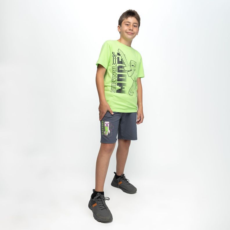 Short Niño Creeper Gris Minecraft-1