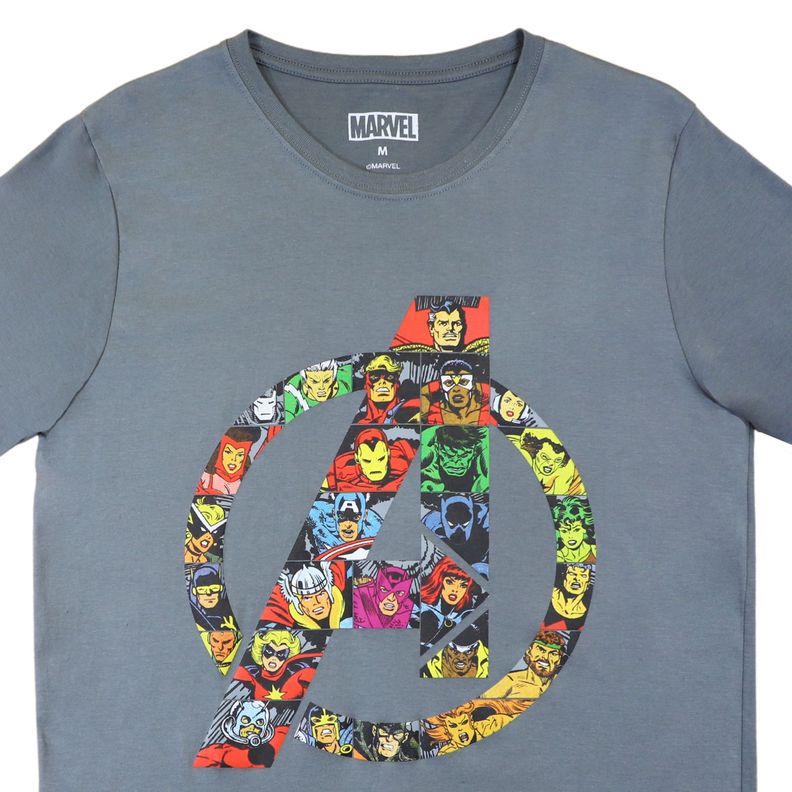 Polera Hombre Avengers Mosaico Gris Marvel-2