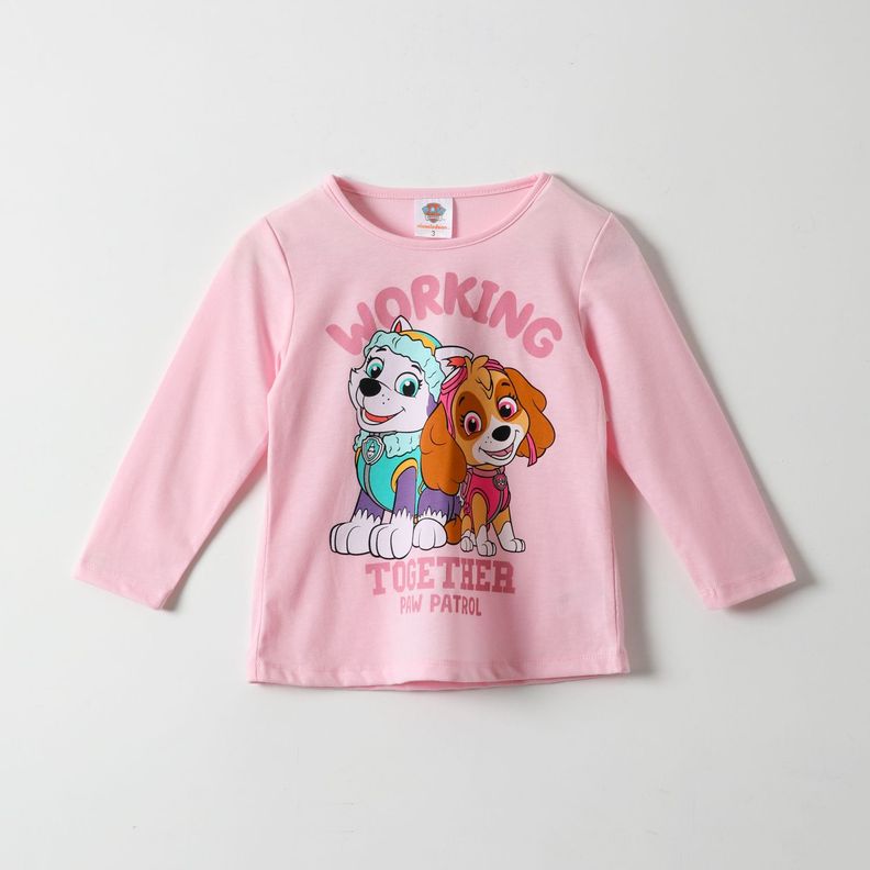 Polera Manga Larga Niña Working Together Rosado Paw Patrol-0