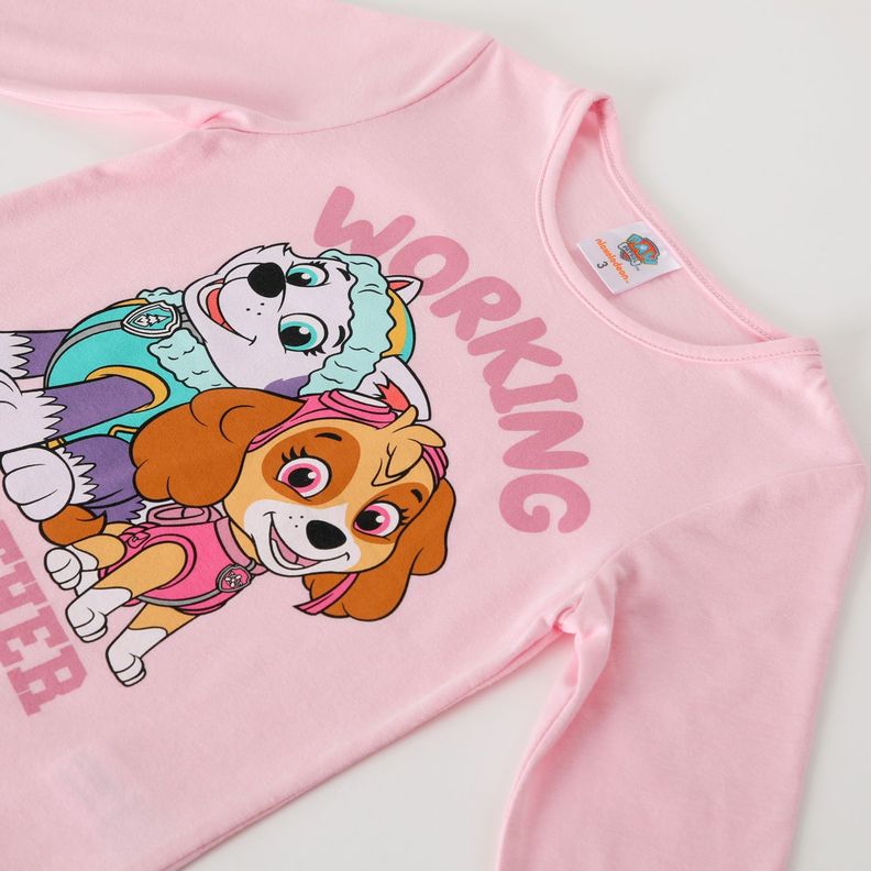 Polera Manga Larga Niña Working Together Rosado Paw Patrol-1