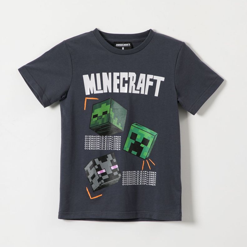 Polera Manga Corta Niño Creepers Gris Minecraft-0