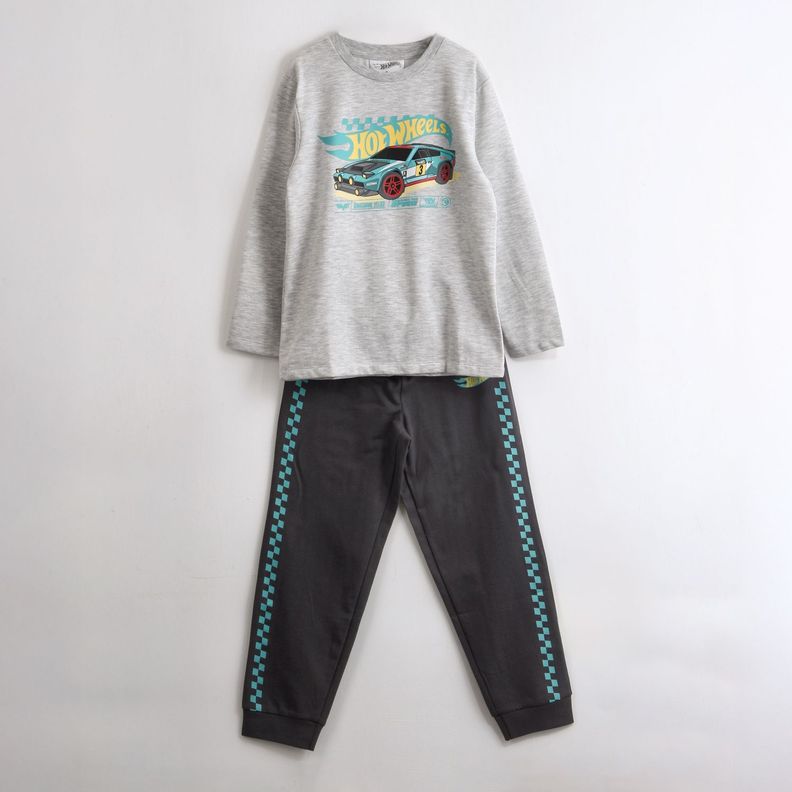Pijama Manga Larga Nino Auto Gris Hot Wheels