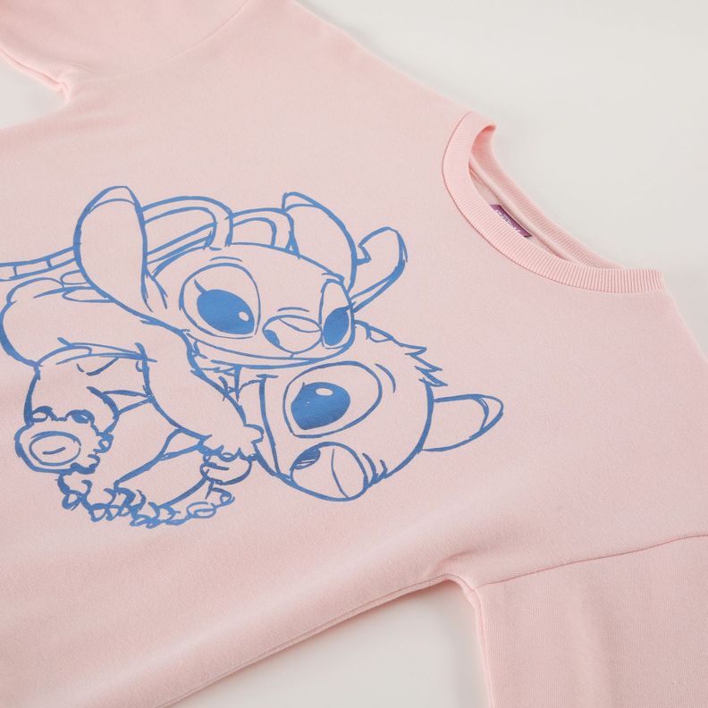 Poleron Cerrado Niña Lilo & Stitch Details Rosado Disney-1