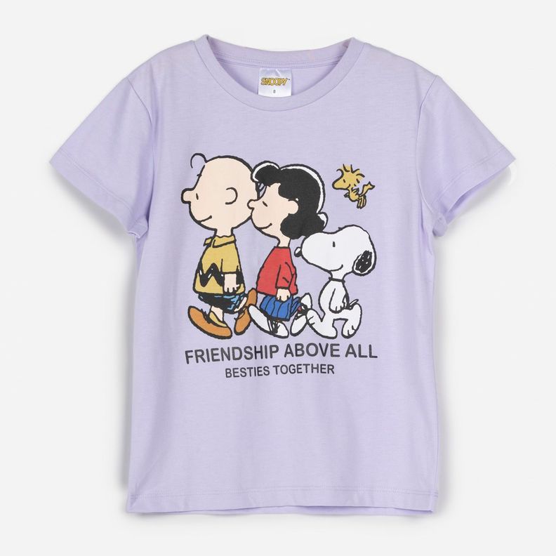 Polera Manga Corta Niña Personajes Lila Snoopy-0