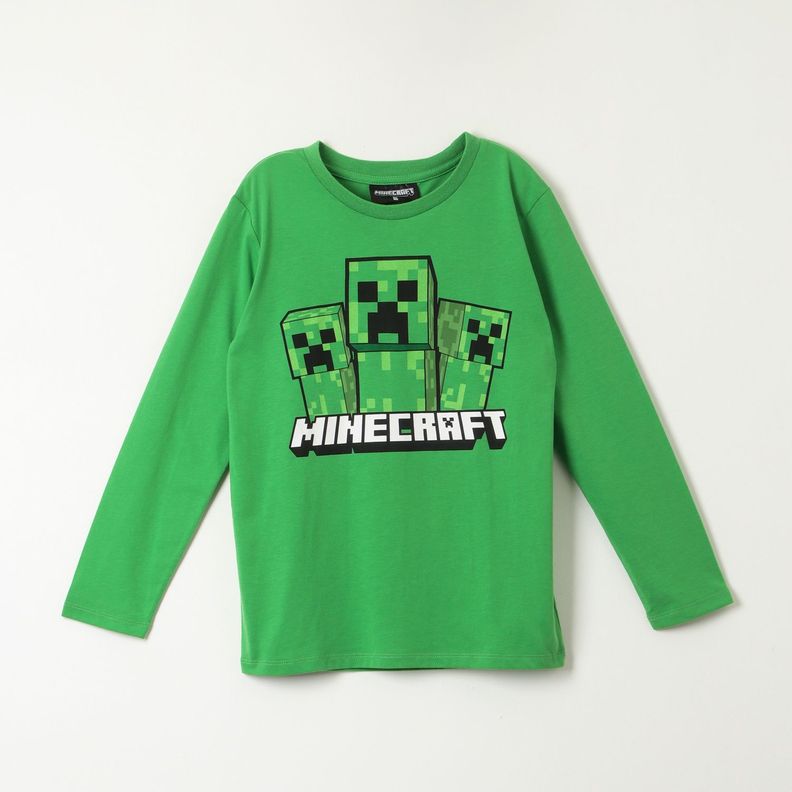 Polera Manga Larga Niño Creepers Team Verde Minecraft-0