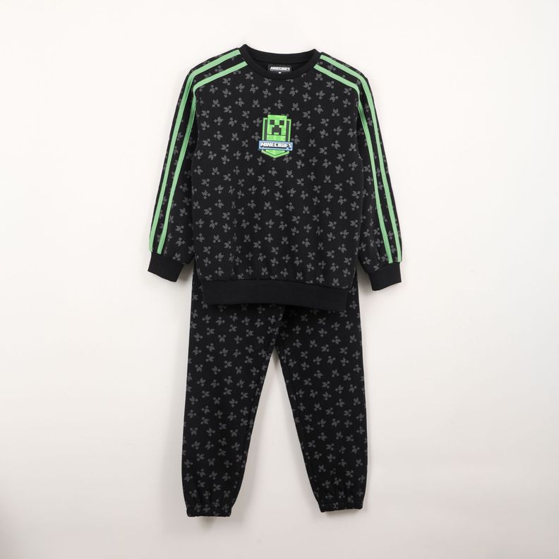 Conjunto Buzo Niño Full Print Creeper Face Negro Minecraft... a $13.990