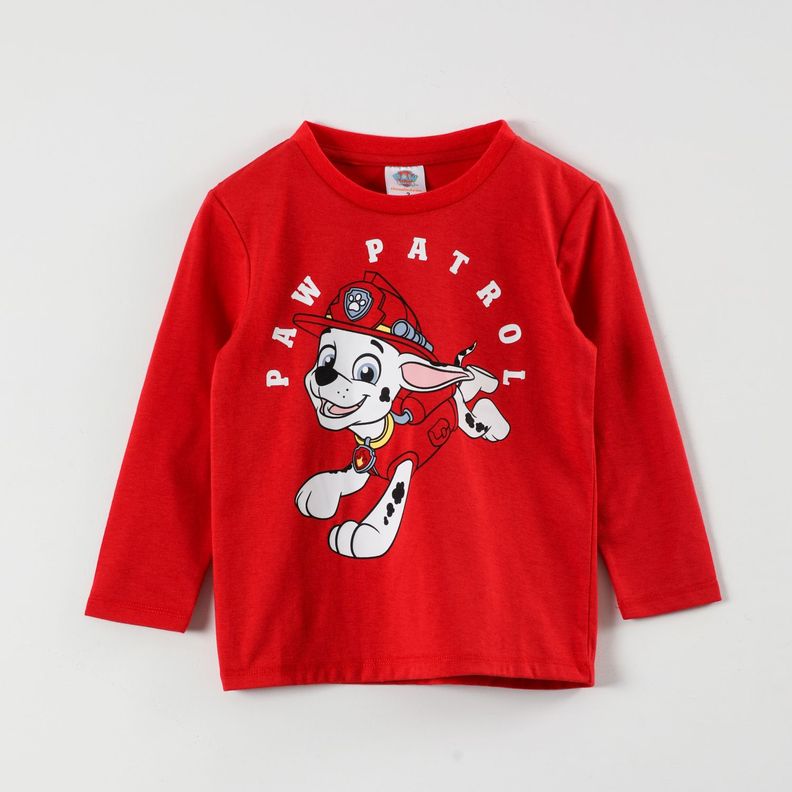Polera Manga Larga Niño Fireman Rojo Paw Patrol-0
