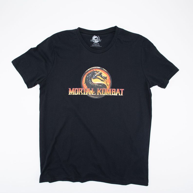 Polera Hombre Mortal Kombat Logo Negro-0
