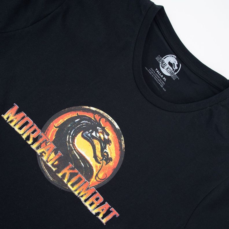 Polera Hombre Mortal Kombat Logo Negro-1