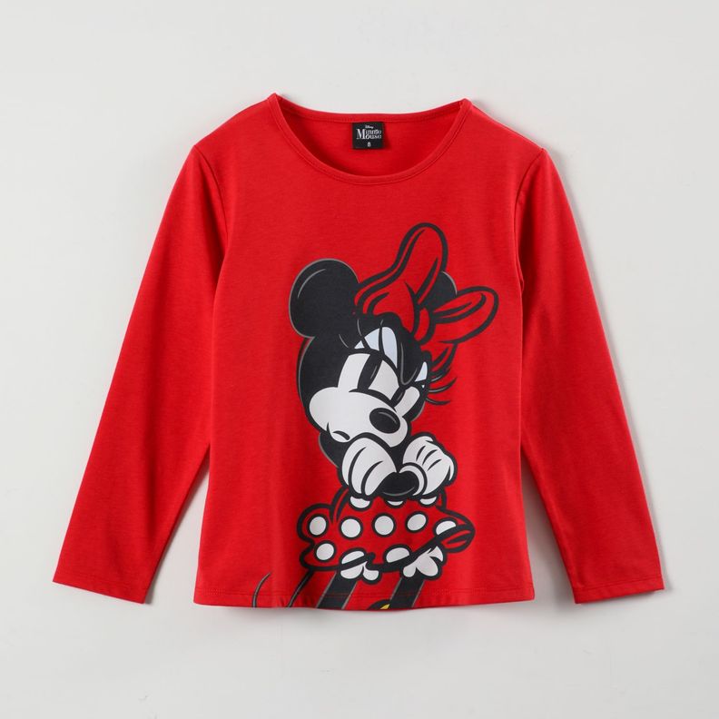 Polera Manga Larga Niña Minnie Irritated Rojo Disney-0