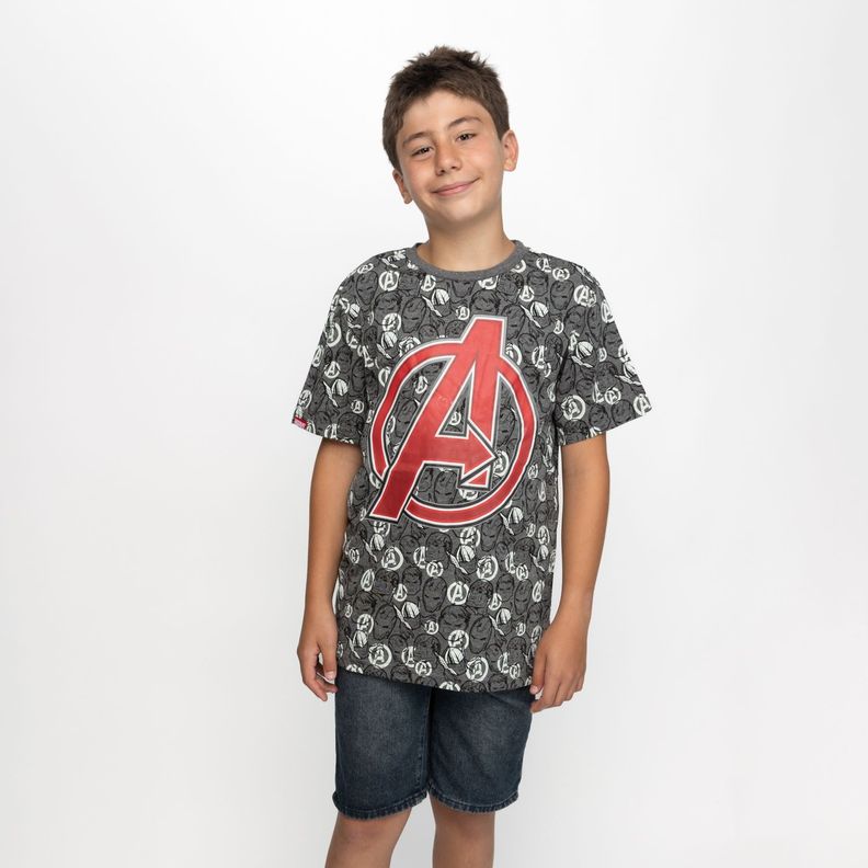 Polera Niño Avengers Caras Negro Marvel-0